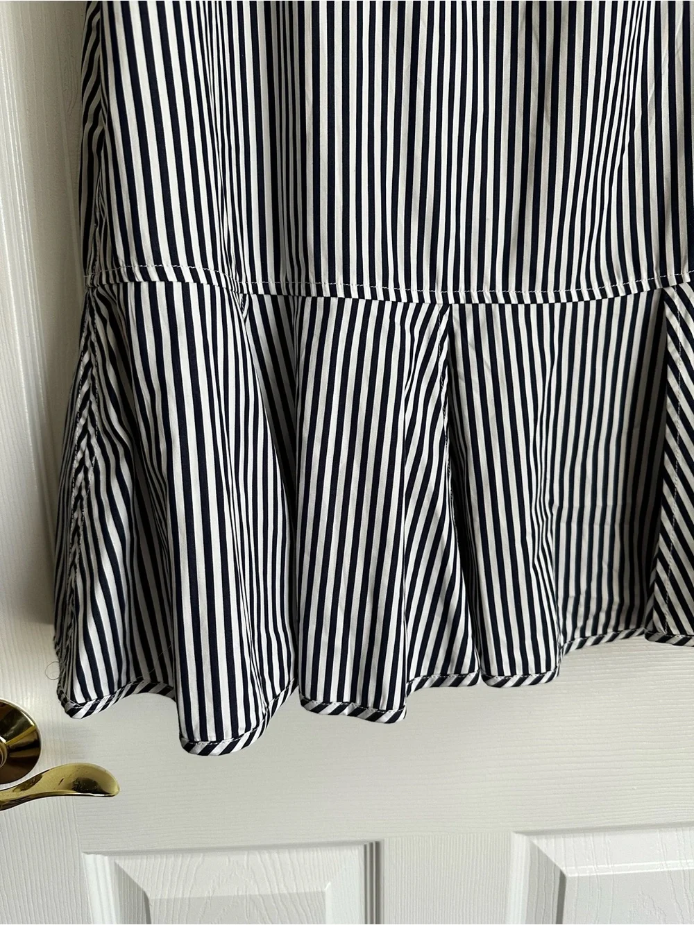 J. Crew Navy and White Striped Collarless Shirt - Picture 4 of 7